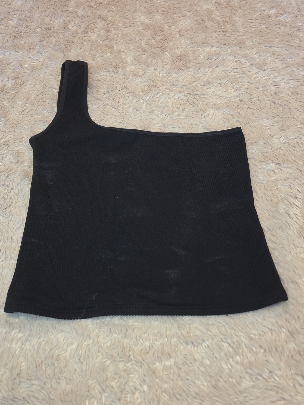 Dynamite Black Ribbed One-Shoulder Top SIZE Small - Picture 4 of 6